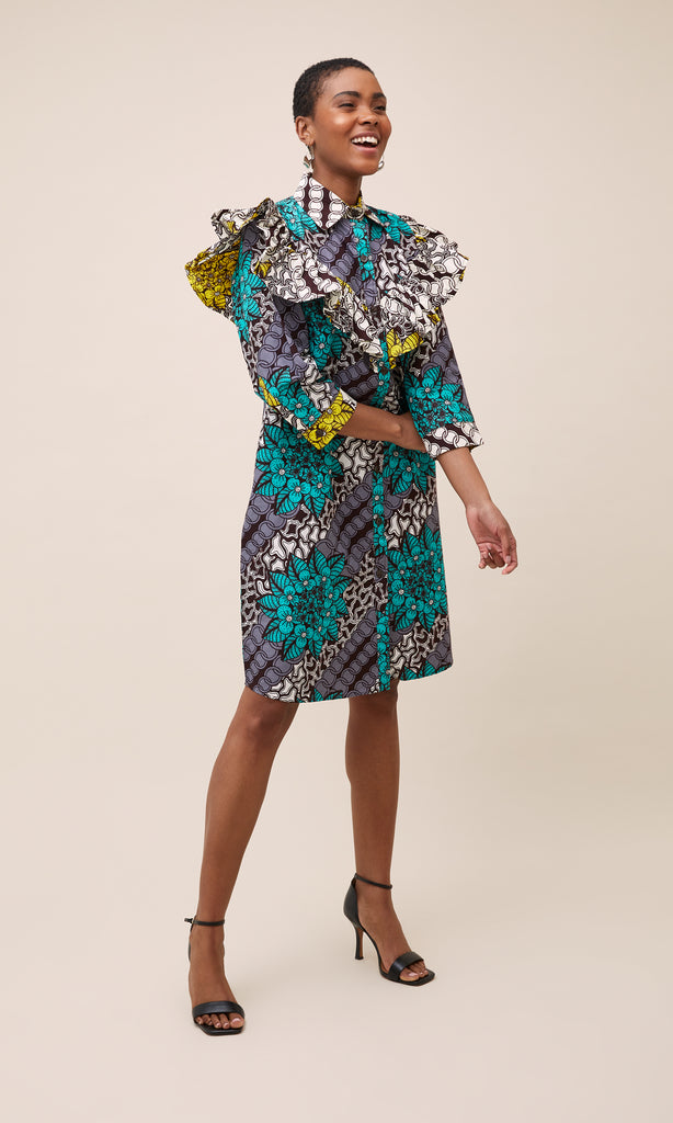 ruffle neck shirt dress Cardinals Ruffle Collar Shirt Dress