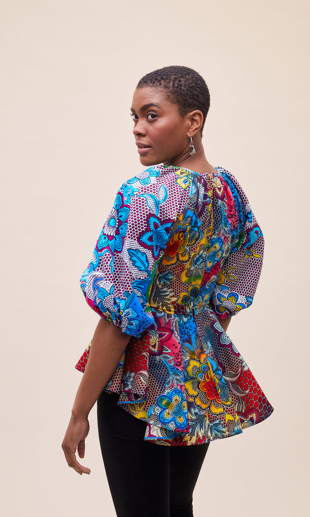 Puff Sleeve Peplum Top – KIKI Clothing - Main Image